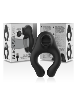 BLACK&SILVER - VIBRATORRING AUS SILIKON, 3 MOTOREN, WIEDERAUFLADBAR, SCHWARZ