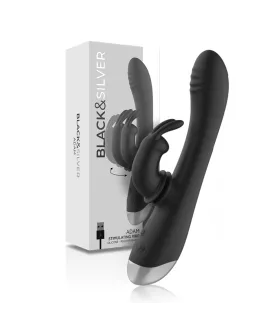 BLACK&SILVER - DJ. ADAM WIEDERAUFLADBARER SILIKON-KANINCHEN-STIMULATOR SCHWARZ