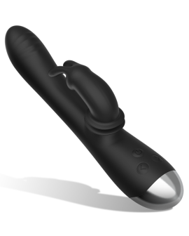 BLACK&SILVER - DJ. ADAM WIEDERAUFLADBARER SILIKON-KANINCHEN-STIMULATOR SCHWARZ