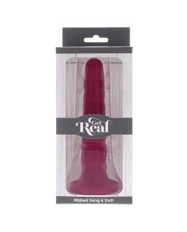 Get Real Ribbed Dong - Gerippter Dildo 12 cm Rot