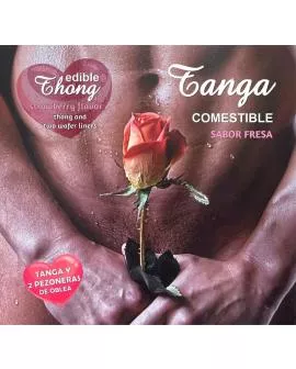 HOTFLOWERS - Herren-Tanga + 2 Erdbeer-Wafer-Nippel
