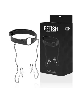 FETISH SUBMISSIVE - KNEBELRING MIT NIPPELKLEMMEN