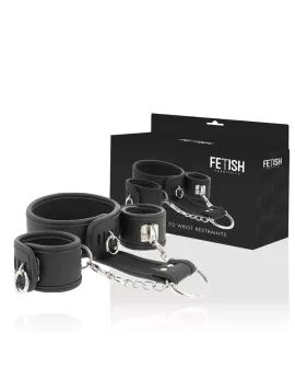 FETISH SUBMISSIVE - Vegan-Leder-Halskette und Handschellen