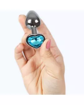 SECRETPLAY - Metall-Analplug Blaues Herz Klein 7 cm