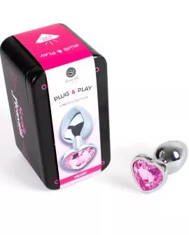 SECRETPLAY - Metall-Analplug Fuchsia Herz Klein 7 cm