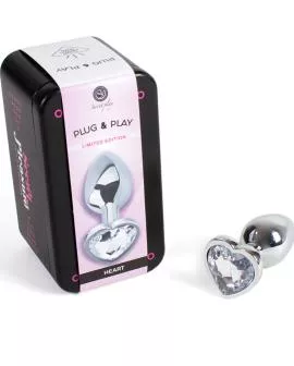 Secretplay Analplug aus Metall mit Kristallherz - Klein 7 cm