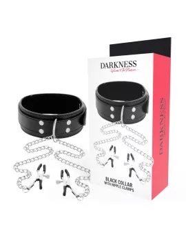 Darkness - Halsband mit Nippelklammern Schwarz