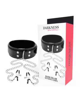 Darkness - Halsband mit Nippelklammern Schwarz