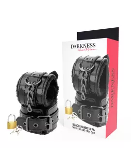 DARKNESS - Schwarze verstellbare Lederhandschellen