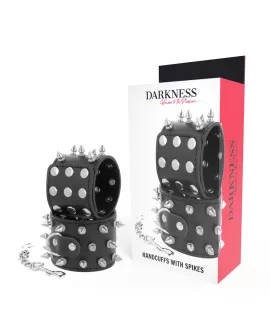 DARKNESS Skulls and Bones - Schwarze Handschellen mit Spikes