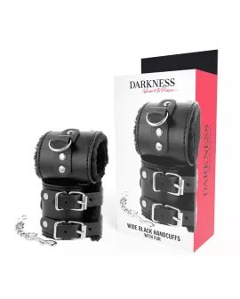 DARKNESS - Schwarze Verstellbare Lederhandschellen mit Futter