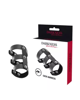 DARKNESS - Verstellbarer Doppel-Penis- und Hodenring aus Leder