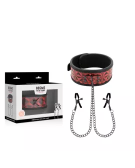 BEGME - Red Edition Halsband mit Nippelklemmen - Neoprenfutter