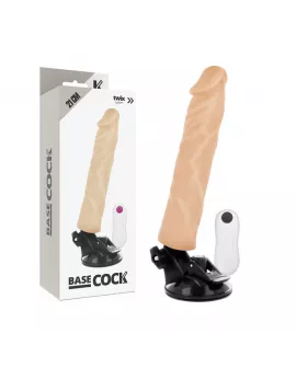 BASECOCK - REALISTISCHER VIBRATOR MIT FERNBEDIENUNG NATURWEISS 21 CM -O- 4 CM