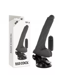 BASECOCK - REALISTISCHER VIBRATOR MIT FERNBEDIENUNG SCHWARZ MIT HODEN 20 CM -O- 4 CM