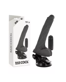 BASECOCK - Realistischer Vibrator mit Fernbedienung Schwarz 20 cm Ø 4 cm mit Hoden