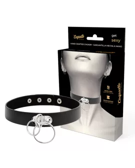 Coquette Chic Desire - Doppelring-Halsband aus veganem Leder
