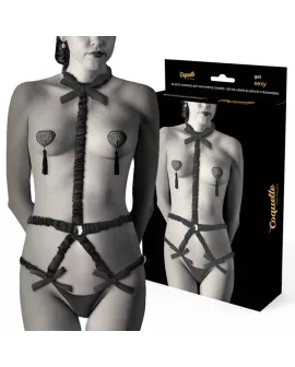 Coquette Chic Desire - Dessous-Set mit Deluxe-Nippelabdeckungen