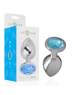 INTENSE - ANALPLUG AUS ALUMINIUMMETALL MIT BLAUEM KRISTALL, GRÖSSE L
