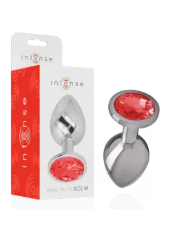 INTENSE - METALL-ANALSTECKER MIT ROTEN KRISTALL GRÖSSE M