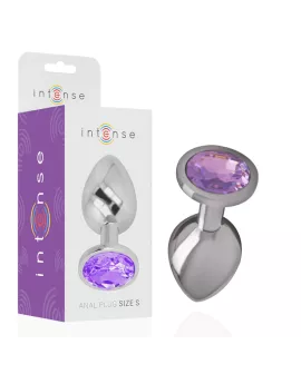 INTENSE Analplug - Aluminium mit violettem Kristall Größe L