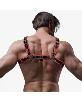 Submissive Attitude - Brustgeschirr aus Eco-Leder Schwarz/Rot