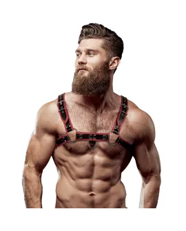 Submissive Attitude - Brustgeschirr aus Eco-Leder Schwarz/Rot