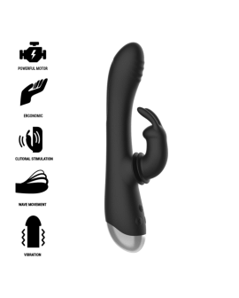 BLACK&SILVER - DJ. ADAM WIEDERAUFLADBARER SILIKON-KANINCHEN-STIMULATOR SCHWARZ