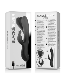 BLACK&SILVER - JAMIE WIEDERAUFLADBARER SILIKON-KANINCHENSTIMULATOR SCHWARZ