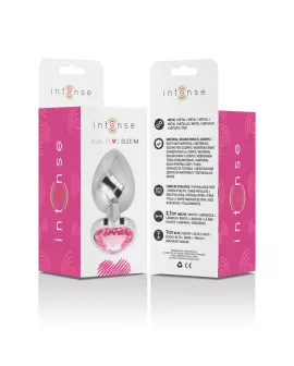 INTENSE - ALUMINIUM-METALL-ANAL-STECKER ROSA HERZ GRÖSSE M