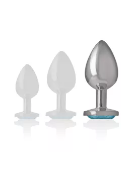 Intense Aluminium-Metall-Anal-Stecker Blaues Herz - Größe L