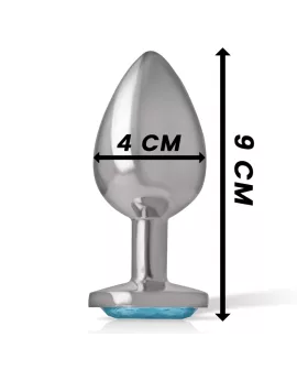 Intense Aluminium-Metall-Anal-Stecker Blaues Herz - Größe L