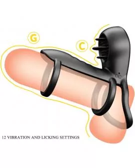 PRETTY LOVE - JAMMY PENIS-HÜLLE 12 VIBRATIONEN MIT WIEDERAUFLADBARER SILIKON-ZUNGE