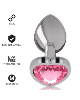 INTENSE - ALUMINIUM-METALL-ANAL-STECKER ROSA HERZ GRÖSSE M