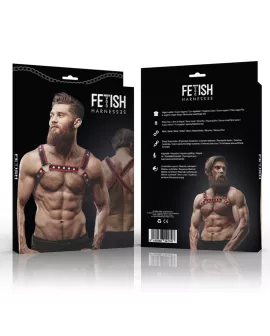 Fetish Submissive Attitude - Bulldoggengeschirr Öko-Leder Schwarz/Rot