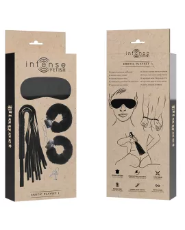 INTENSE - FETISH EROTIKSPIELSET 1 MIT HANDSCHELLEN, BLINDMASKE UND PEITSCHE