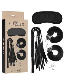 INTENSE - FETISH EROTIKSPIELSET 1 MIT HANDSCHELLEN, BLINDMASKE UND PEITSCHE