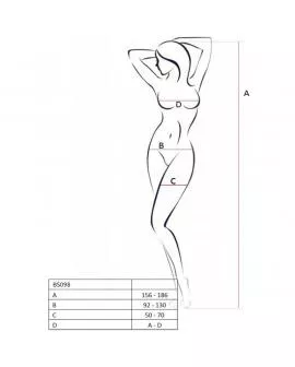PASSION - BS098 SCHWARZER BODYSTOCKING, EINE GRÖSSE
