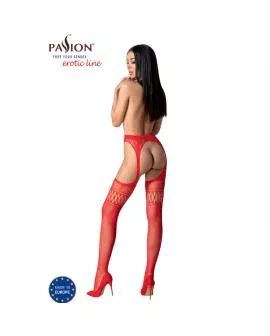 Passion S026 - Rote Strümpfe mit Garter, Eine Größe