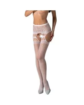 PASSION - S027 WEISSE STRÜMPFE MIT GARTER, EINE GRÖSSE