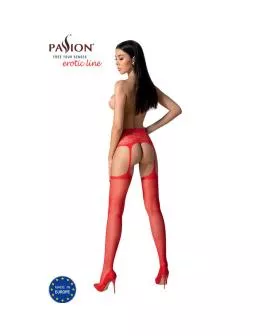 PASSION S028 - Rote Strümpfe mit Strapsen, Eine Größe