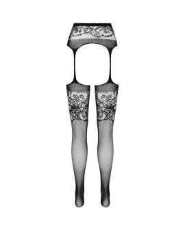 PASSION S029 - Schwarze Erotik Strumpfstrümpfe One Size