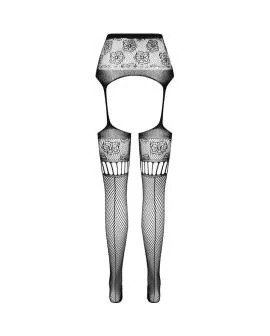 PASSION S030 - Strümpfe mit schwarzem Garter