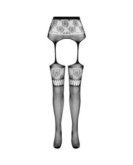 PASSION S030 - Strümpfe mit schwarzem Garter
