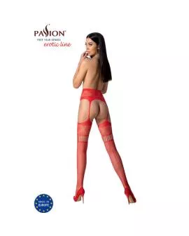 Passion S030 - Rote Strümpfe mit Garter, eine Größe