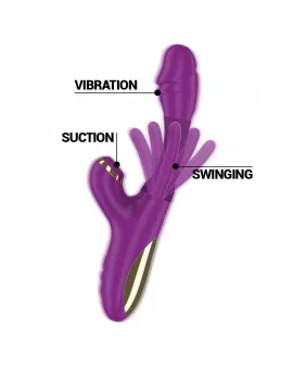 INTENSE - ATENEO WIEDERAUFLADBARER MULTIFUNKTIONSVIBRATOR 7 VIBRATIONEN MIT LILA SCHWINGENDER UND SAUGEN ZUNGE