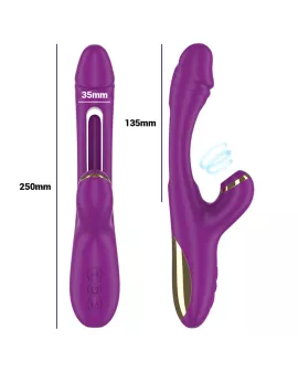 INTENSE - ATENEO WIEDERAUFLADBARER MULTIFUNKTIONSVIBRATOR 7 VIBRATIONEN MIT LILA SCHWINGENDER UND SAUGEN ZUNGE