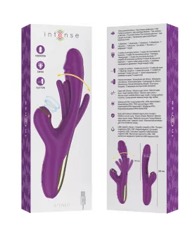 INTENSE - ATENEO WIEDERAUFLADBARER MULTIFUNKTIONSVIBRATOR 7 VIBRATIONEN MIT LILA SCHWINGENDER UND SAUGEN ZUNGE