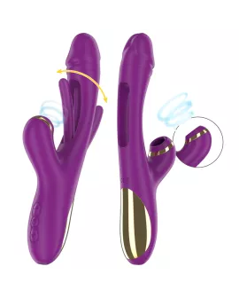 INTENSE - ATENEO WIEDERAUFLADBARER MULTIFUNKTIONSVIBRATOR 7 VIBRATIONEN MIT LILA SCHWINGENDER UND SAUGEN ZUNGE