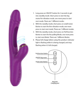 INTENSE - ATENEO WIEDERAUFLADBARER MULTIFUNKTIONSVIBRATOR 7 VIBRATIONEN MIT LILA SCHWINGENDER UND SAUGEN ZUNGE